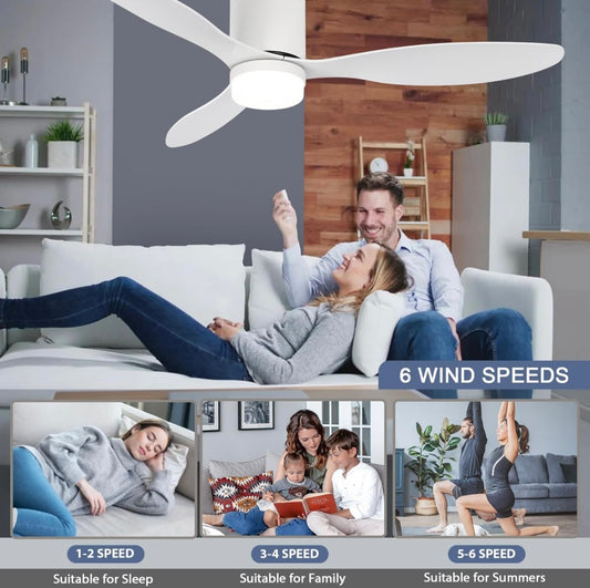Modern White Ceiling Fan with Light! Great for Bedroom, Living Room, Dining Room, Office Etc.