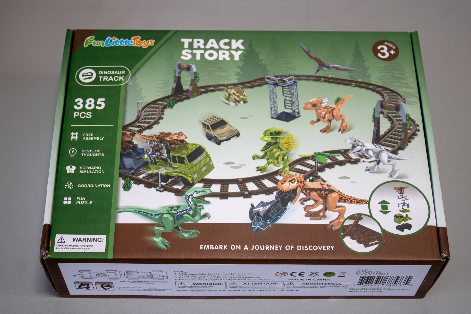 Auction for 1 Toy Dinosaur Track 385 Pcs, Building Block Puzzle For Kids Ages 3+, Fun Puzzle for Kids - 2Much Liquidators