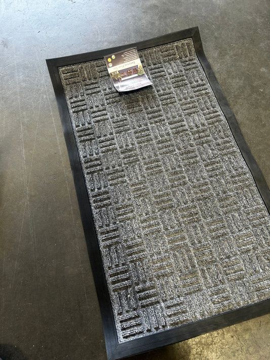 Grey 17”x29” Heavy Duty Outdoor / Indoor Floor Mat, Non slip, Dirt Tapping Entryway Rug by by - 2Much Liquidators